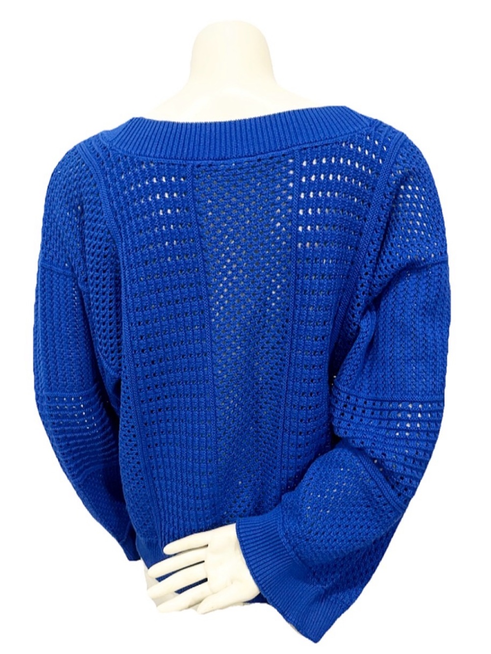 Anthropologie MOTH Blue Open Knit Pullover Sweater M - Picture 4 of 9